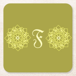 Modern Simple line stripes floral monogram name Rechteckiger Pappuntersetzer