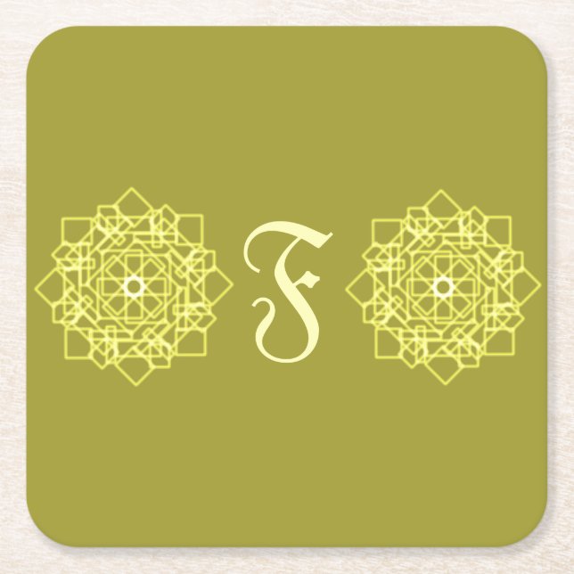 Modern Simple line stripes floral monogram name Rechteckiger Pappuntersetzer (Vorderseite)