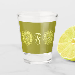 Modern Simple line stripes floral monogram name Schnapsglas