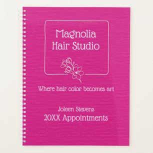 Modern Simple Magenta Magnolia Logo Hair Studio Planer