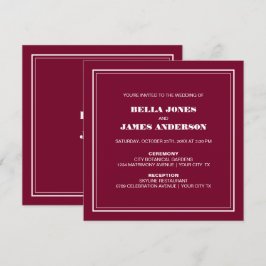 Modern Simple Magenta White Wedding Einladung