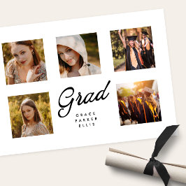 Modern Simple Minimal 5 Photo Collage Graduation Ankündigung