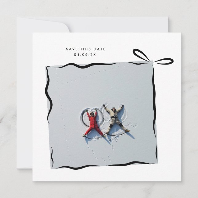 MoDeRN Simple MINIMAL RIBBON Foto Wedding Save The Date (Vorderseite)