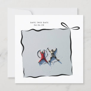 MoDeRN Simple MINIMAL RIBBON Foto Wedding Save The Date