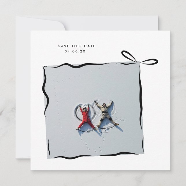 MoDeRN Simple MINIMAL RIBBON Foto Wedding Save The Date (Vorderseite)