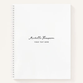 Modern Simple Minimalist White Script Name Notizbuch