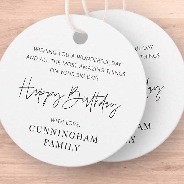 Modern Simple Minimalistisch Chic Happy Birthday Geschenkanhänger (Von Creator hochgeladen)