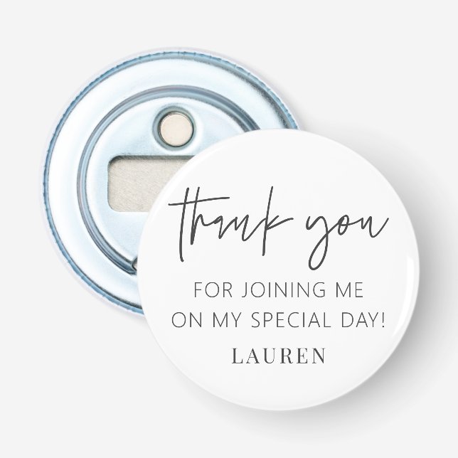 Modern Simple Minimalistisch Chic Vielen Dank Flaschenöffner (Vorderseite)