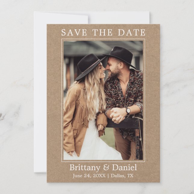 Modern Simple Minimalistisch Couple Foto Kraft Save The Date (Vorderseite)