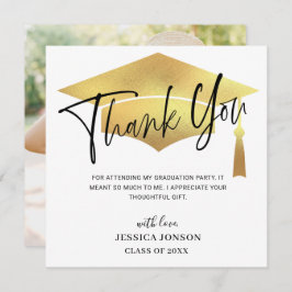 Modern Simple Minimalistisch Golden Abschluss Foto Dankeskarte