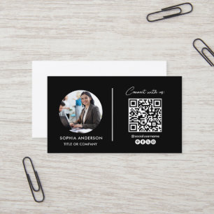 Modern Simple Minimalistisch QR Code Social Media  Visitenkarte