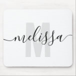 Modern Simple Monogram Handwriting Name Mousepad<br><div class="desc">Modernes Monogramm mit handgeschriebenem Namen.</div>