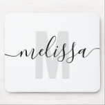 Modern Simple Monogram Handwriting Name Mousepad<br><div class="desc">Modernes Monogramm mit handgeschriebenem Namen.</div>