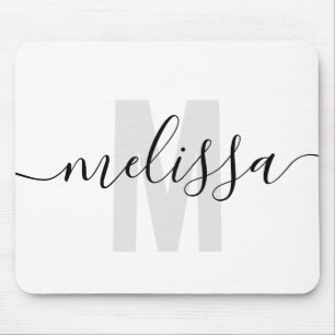 Modern Simple Monogram Handwriting Name Mousepad