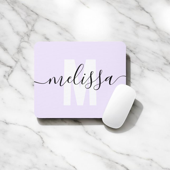 Modern Simple Monogram Handwriting Name Mousepad (Von Creator hochgeladen)