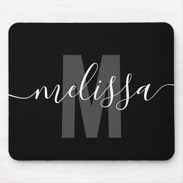 Modern Simple Monogram Handwriting Name Mousepad (Vorne)