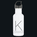 Modern Simple Monogram Name Gray White Strip Edelstahlflasche<br><div class="desc">Modernes, elegantes und schlichtes Grau-Monogramm mit individuelle Name auf einer personalisierten Edelstahl-Wasserflasche in einem klassisch minimalen, beruflich aussehenden Sans-Serif-Schriftart für eine einfache und moderne Ästhetik.</div>