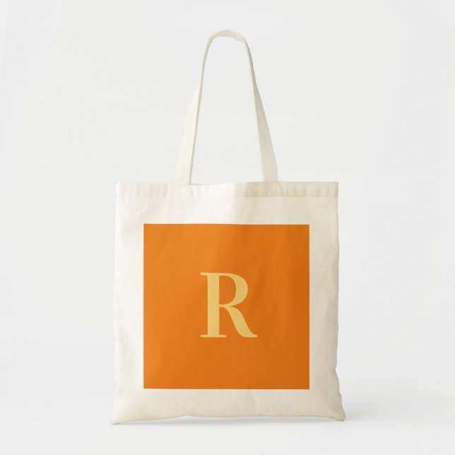 Modern Simple Monogram Orange Tragetasche (Vorne)