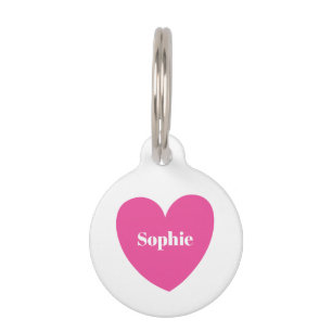 Modern Simple Monogram Pink Liebe Herz Haustiermarke