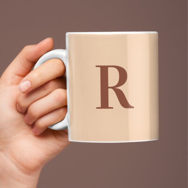 Modern Simple Monogram Terracotta Beige Kaffeetasse (Von Creator hochgeladen)