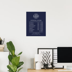 Modern Simple Navy Blue   Geschäftsöffnungszeiten Poster