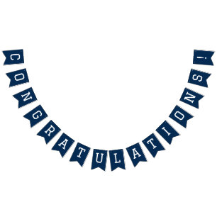 Modern Simple Navy Blue Herzlichen Glückwunsch Abs Wimpelkette