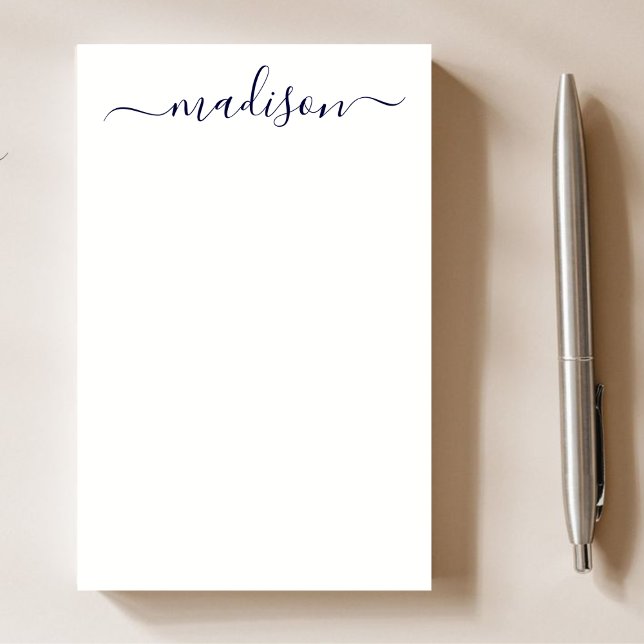 Modern Simple Navy Blue Typografy Name Script Post-it Klebezettel (Von Creator hochgeladen)