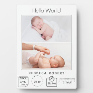 Modern Simple New Baby Personalisiert 2 Foto Fotoplatte