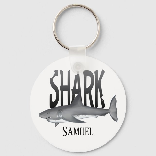 Modern Simple Ocean Shark Bite Typografy Schlüsselanhänger (Vorderseite)