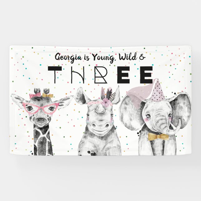 Modern Simple Party Animal Geburtstag Begrüßungsze Banner (Horizontal)