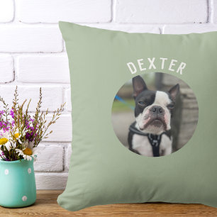 Modern Simple Pet Foto Sage Green Kissen