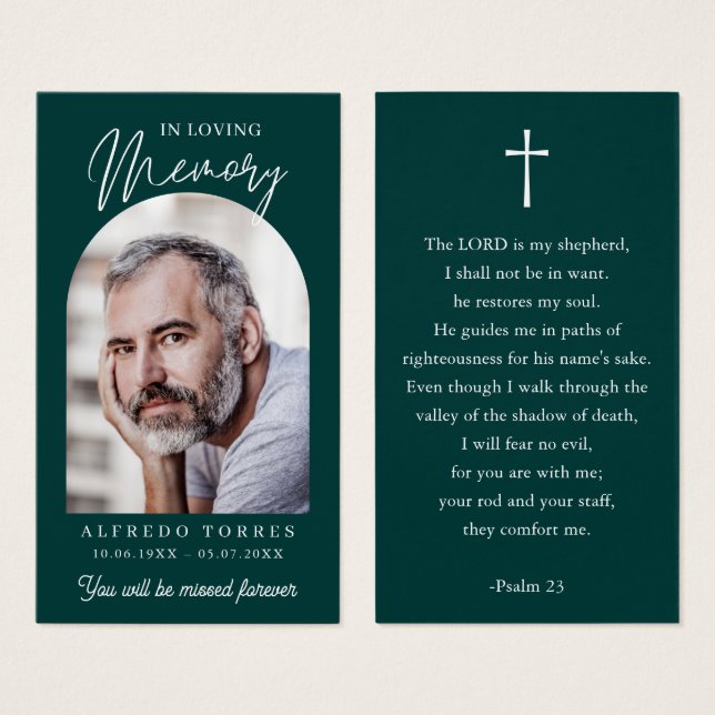 Modern Simple Photo Funeral Memorial Prayer Cards (Vorne & Hinten)