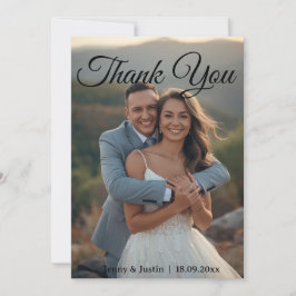 Modern Simple Photo Wedding Thank You Card W Note Dankeskarte