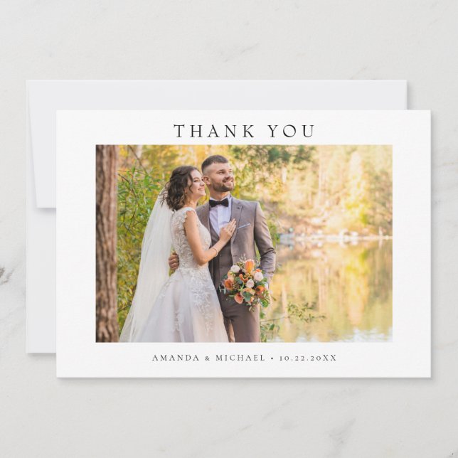 Modern Simple Photo Wedding W Note Landscape Einladung (Vorderseite)