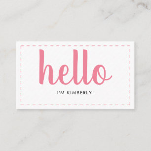 Modern Simple Pink Hello Script Name Typografie Visitenkarte