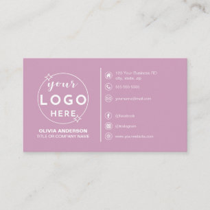 Modern Simple Pink Logo Custom Icons Social Media Visitenkarte