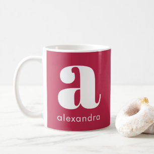 Modern Simple Pink Monogram Initial Letter Name Kaffeetasse