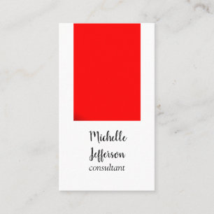 Modern Simple Plian Minimalistisch Red White Visitenkarte