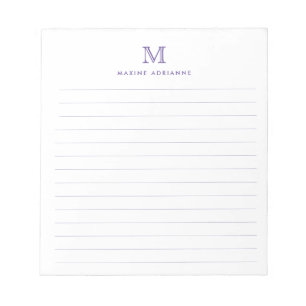 Modern Simple Preppy Magenta Purple Monogram Notizblock