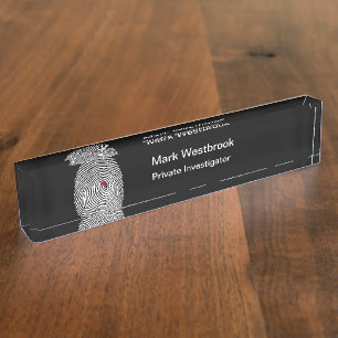 Modern Simple Private Investigator Fingerprint Namensplakette