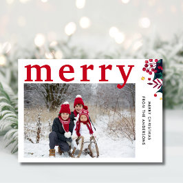 Modern Simple Red Merry Foto Feiertagskarte