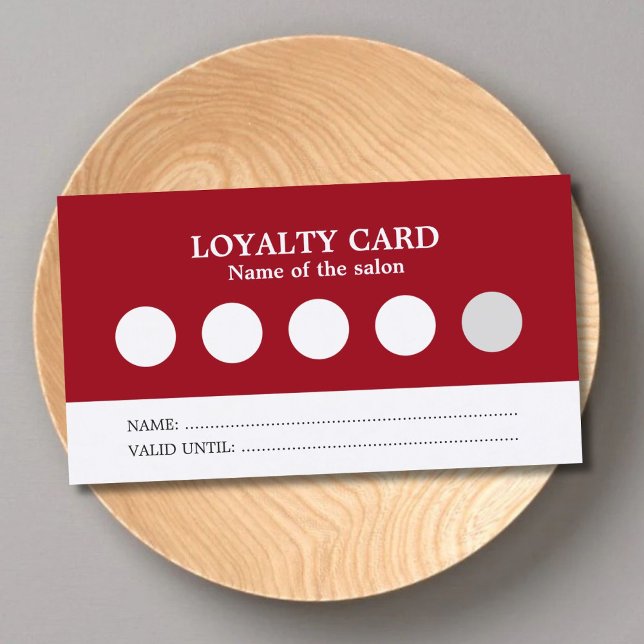 Modern Simple Red White Salon Loyalty Card Treuekarte (Von Creator hochgeladen)