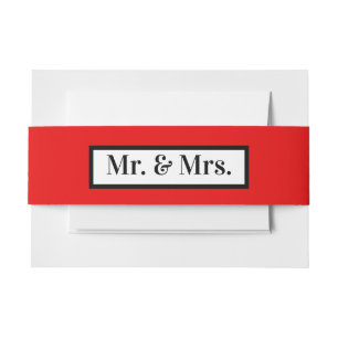 Modern Simple Retro Red Mr. + Mrs. Einladungsbanderole
