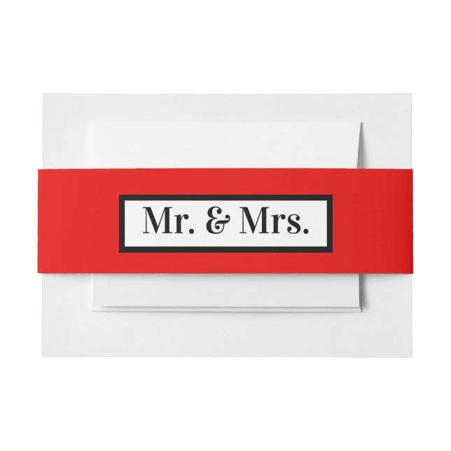 Modern Simple Retro Red Mr. + Mrs. Einladungsbanderole (Vorderseite Beispiel)