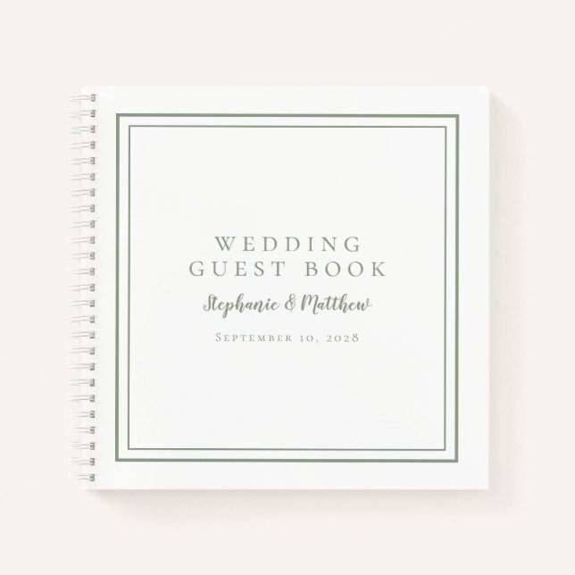 Modern Simple Sage Green Wedding Budget Gästebuch Notizbuch (Vorderseite)