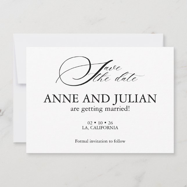 Modern Simple Save the date card with Back photo (Vorderseite)