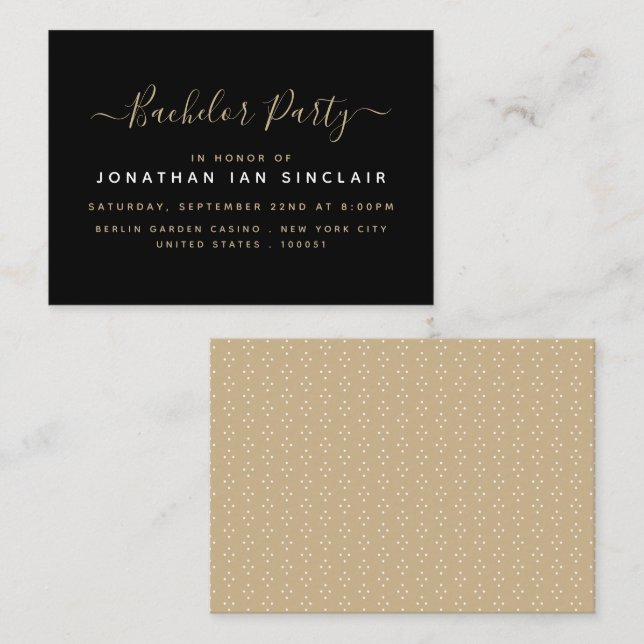 Modern Simple Script Bachelor Party Ticket Einladu (Vorne/Hinten)