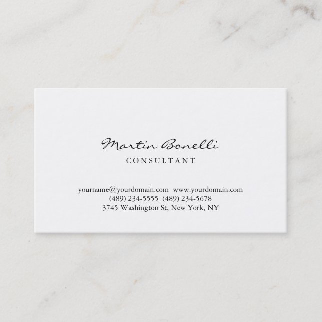 Modern Simple Script Consultant Business Card Visitenkarte (Vorderseite)