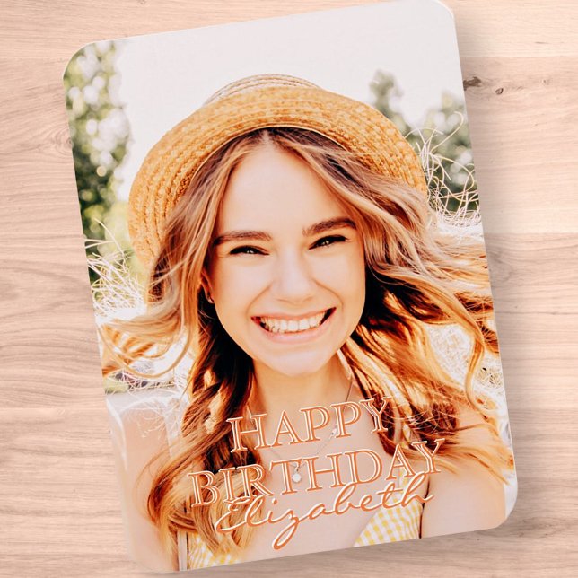 Modern Simple Script Foto Birthday Gruß Magnet (Von Creator hochgeladen)