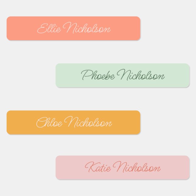 Modern Simple Script Pink Girl Waterproof Name Etiketten (Gruppe)